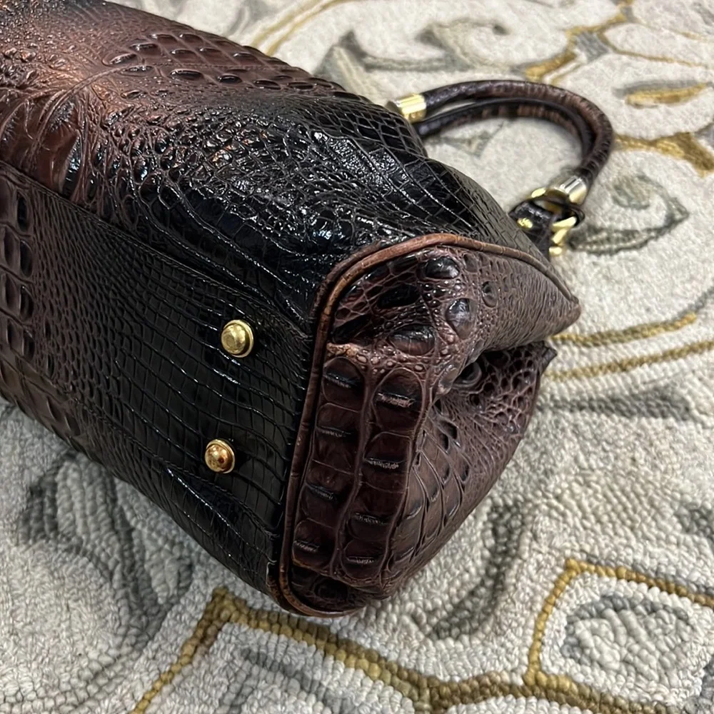 💕 Brahmin crocodile leather purple x large satchel bag nice 💕